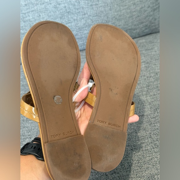 Tory Burch Tan Miller Sandals Iconic Design - Picture 8 of 8